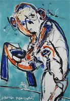 musicman,100x70cm,oilstick,o.i.inkt,spuitbus